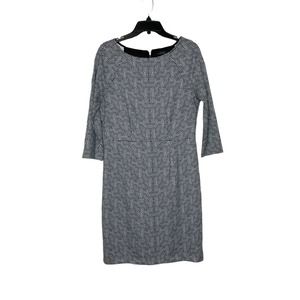 The Limited‎ Dress Size 12 Black White Chevron Striped Womens 3/4 Sleeve Lined